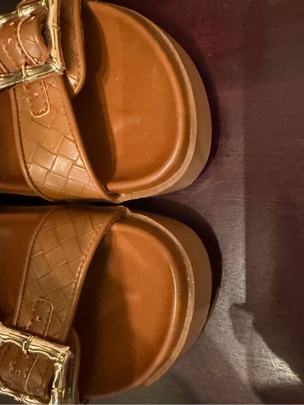 Cushionaire Loft Quilted Cognac Double Buckle Slide Sandals Size 7.5 - Picture 7 of 9